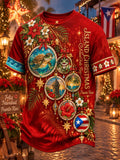 Men's Puerto Rico Christmas Printed Casual Tops