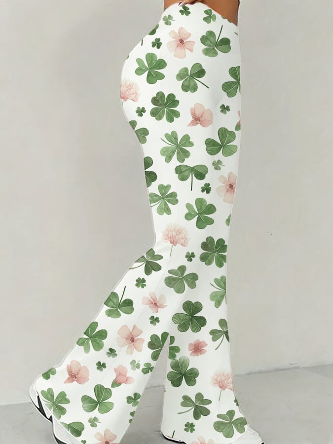 Women's St. Patrick's Day Shamrock Printed High-Stretch Leggings