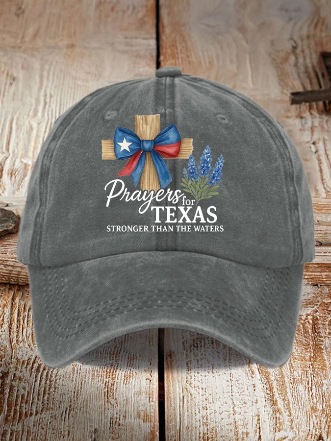 Retro Texas Strong Prayers For Texas Stronger Than The Waters Print Baseball Cap