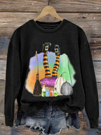 Women's Witch Print Round Neck Sweatshirt