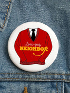 Unisex Retro Love Your Neighbor Print Pin-Back Button