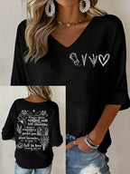 Women's Always Throw Spilled Salt Over Your Left Shoulder Print V Neck Top