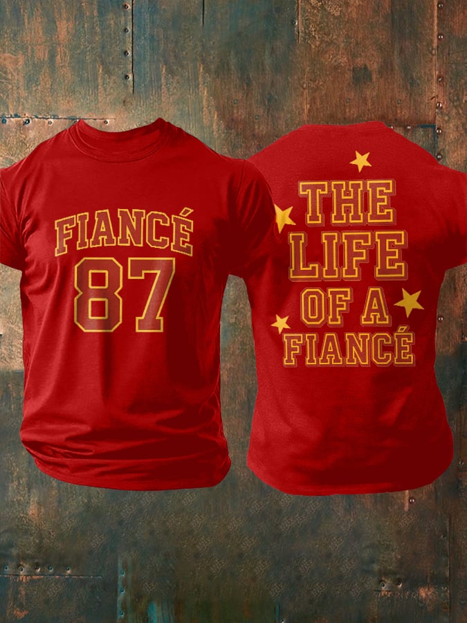 Men's Retro Fiancé 87 The Life Of A Fiancé Print T-Shirt