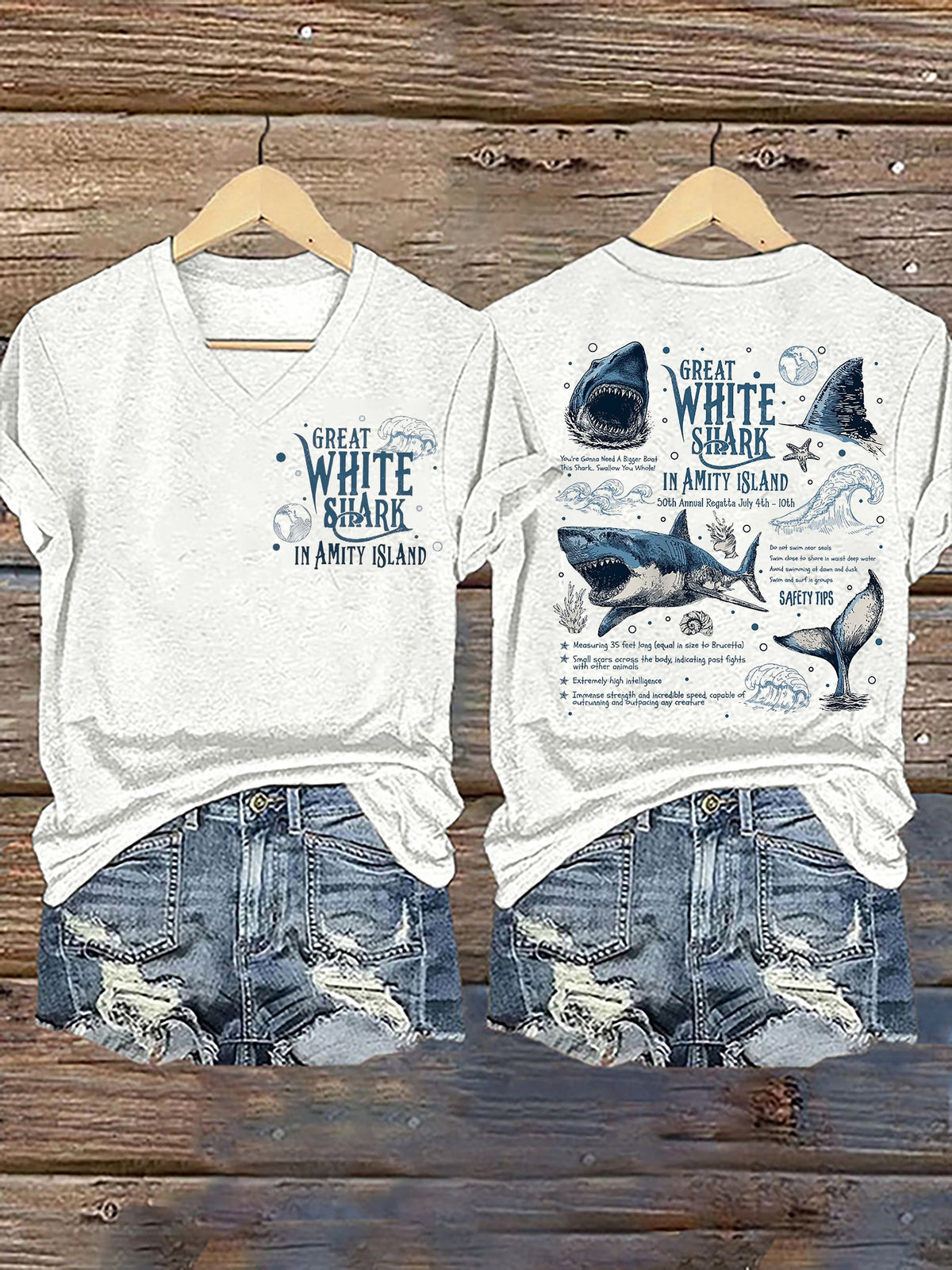Women's Amity Island 1975 Printed Short-Sleeved T-Shirt