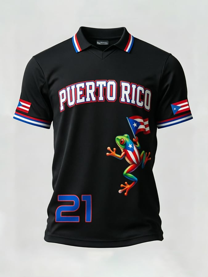 Men's Puerto Rican Baseball Printed Casual T-shirt