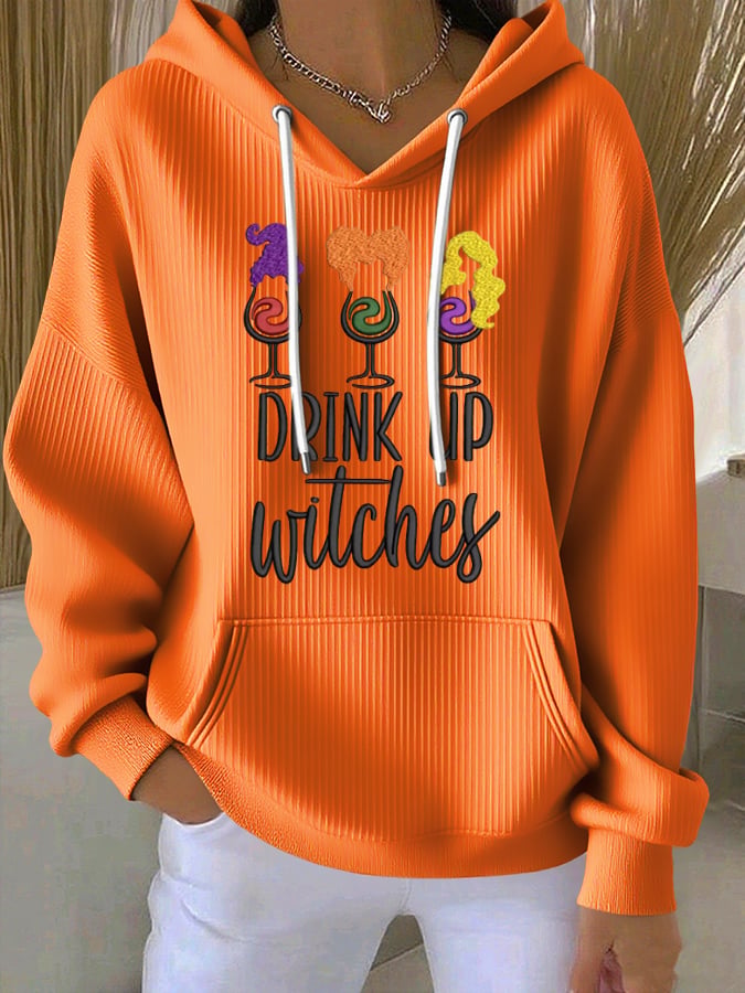 Women'S Drink Up Witches Print Casual Hoodie