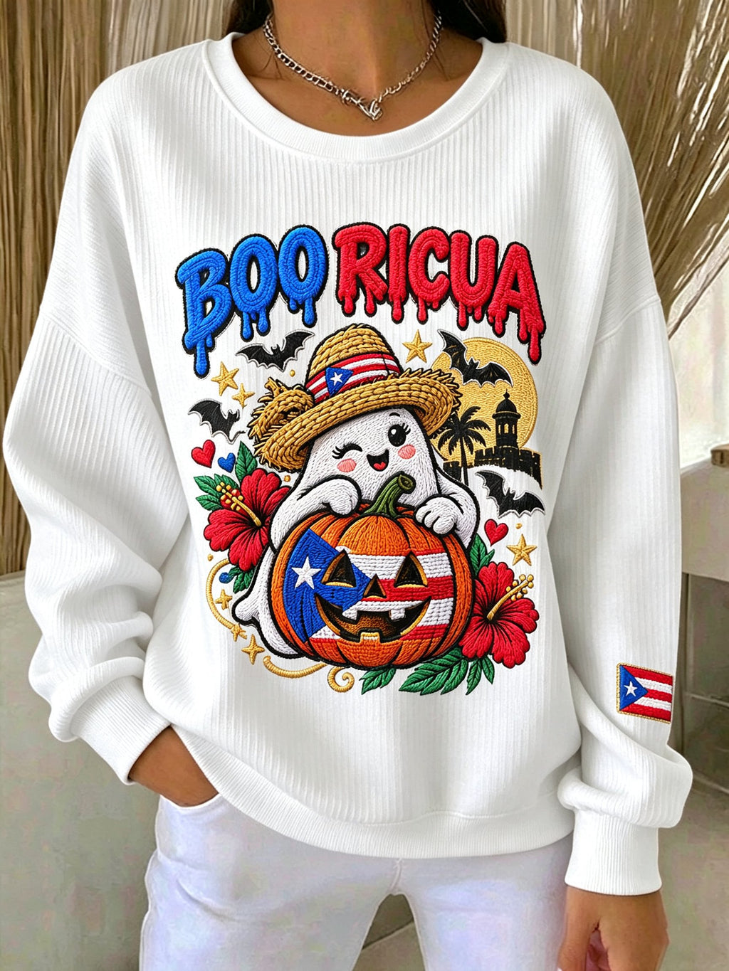 Women's Halloween In Puerto Rico Printed Long-Sleeve Sweatshirt