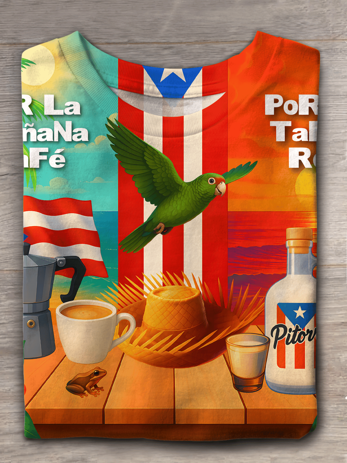 Puerto Rico Singer Printed Crew Neck T-shirts