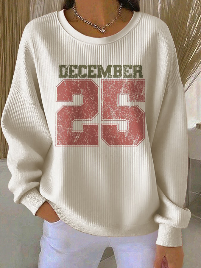 Retro Christmas December 25 Print Sweatshirt