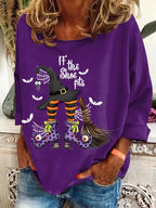 Women's Halloween If The Shoe Fits Printed Crew Neck Sweatshirt