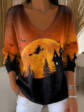 Women's Casual Pumpkin Long Sleeve T-Shirt