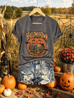 V-Neck Retro Halloweentown Est. 1998 Print T-Shirt