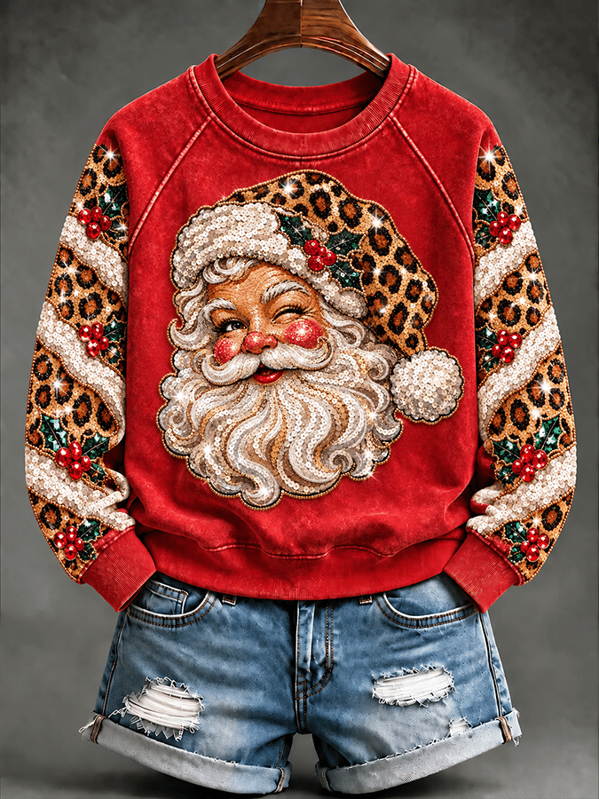 Women's Casual Christmas Print Long-Sleeved Sweatshirt