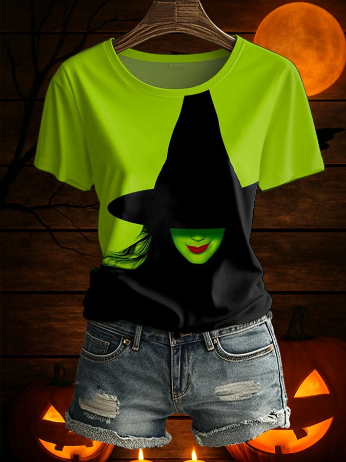 Women's Witch Printed Short Sleeve T-Shirt