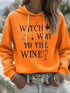 Women'S Witch Way To The Wine Print Casual Hoodie