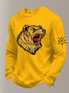 Men's Hockey-Print Waffle-Knit Long-Sleeved T-shirt