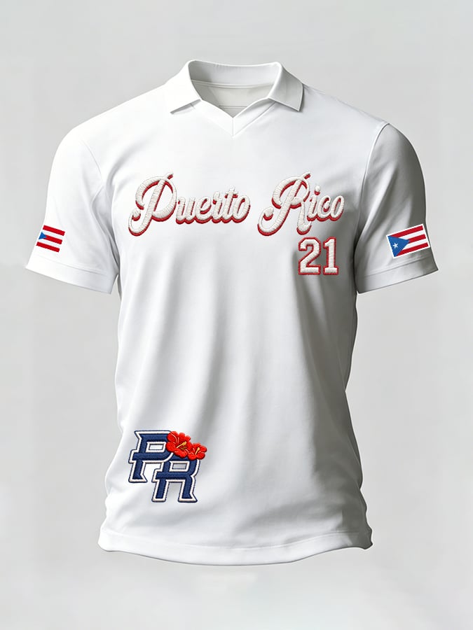 Men's Puerto Rican Baseball Printed Casual T-shirt