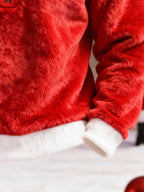 Men's Comfortable Plush Stitching Christmas Warm Zipper Hooded Sweatshirt