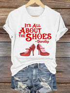 Women's Halloween Witch It's All About The Shoes Printed Crew Neck T-Shirt