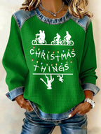 Retro Merry Christmas String Lights Upside Down Print Sweatshirt