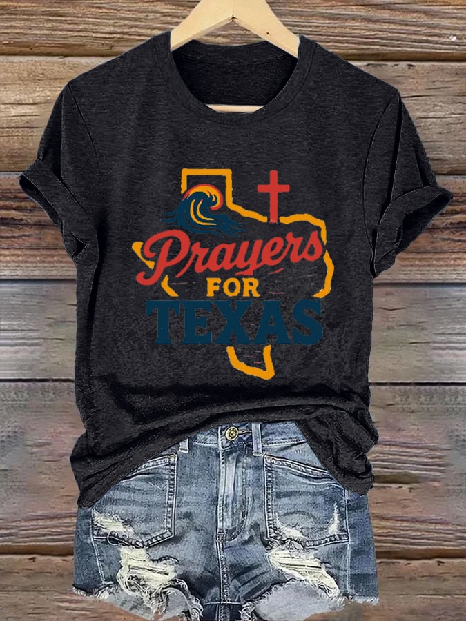 Women's Prayers For Texas  Printed T-Shirts