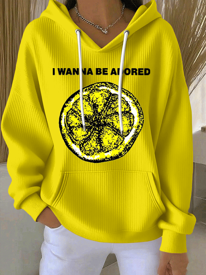 Women's Music Print Casual Hoodie