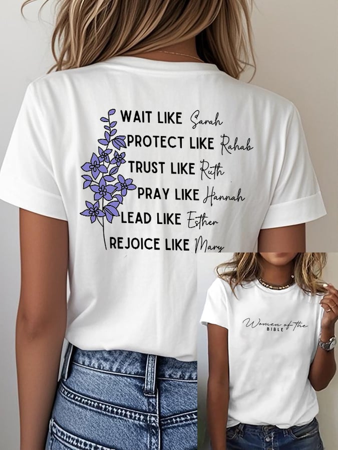 Women'S Casual Women Of The Bible Print Short Sleeve T-Shirt