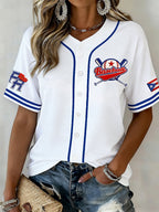 Women's  Baseball  Print Shirt