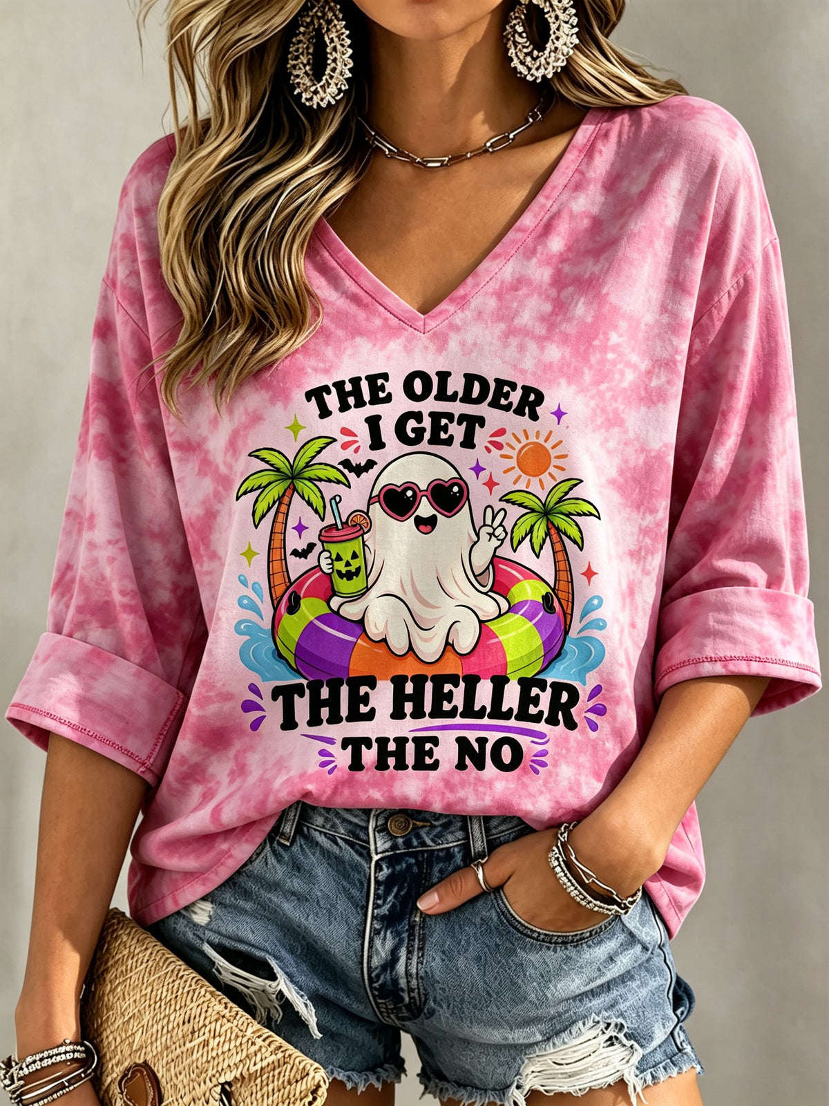 Women's "Summer Halloween" Print Casual Long-Sleeve Top