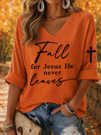 Women's Retro Fall Print Comfortable T-Shirt