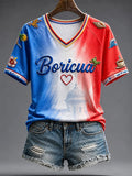 Women's Puerto Rican Pride Print Casual T-shirt
