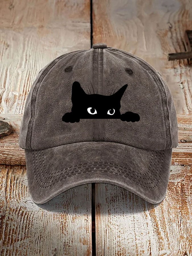 Unisex Black Cat Print Baseball Cap