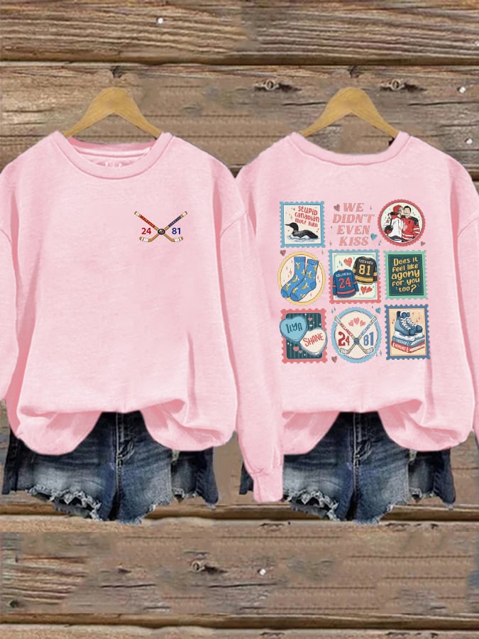 Women's Hockey Romance Print Long-Sleeved Sweatshirt