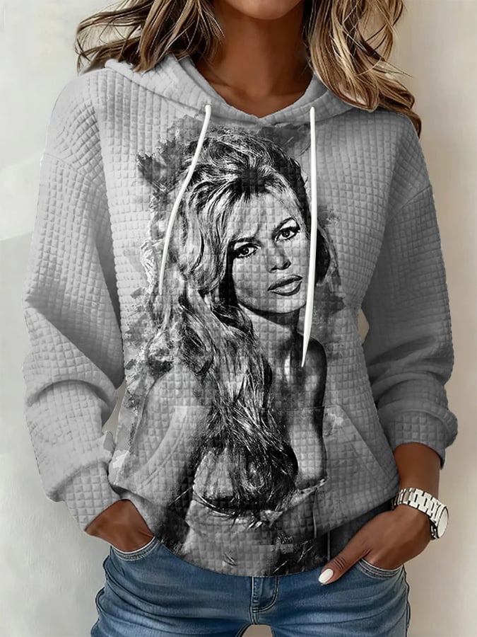 Retro B.B. Watercolor Painting Print Hoodie