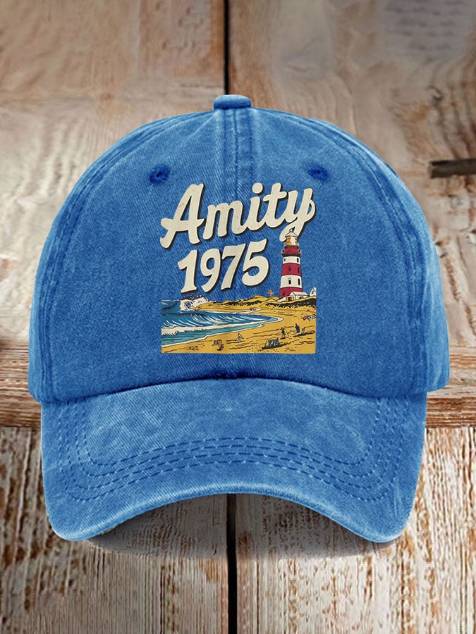 Retro Amity Island 1975 Print Baseball Cap