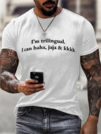 Men'S Fun Trilingual Joke Hat Short-Sleeve T-Shirt