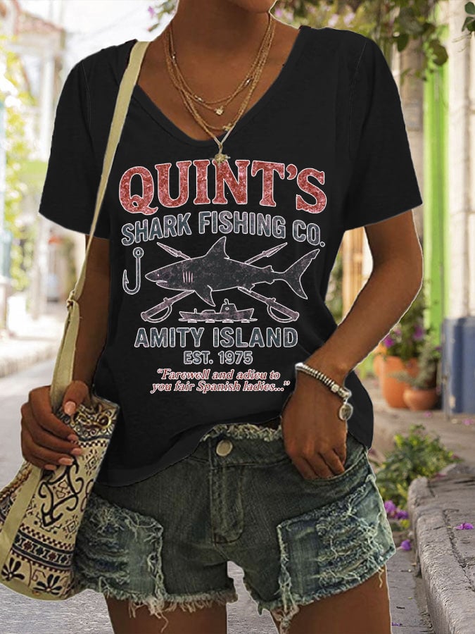 Women's Great White Shark Print Comfort Short Sleeve T-Shirt