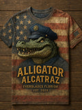 Men's Fashion Casual Crocodile Island Print T-Shirt