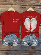 Women's Mysterious Camp Angels Are Forever in Our Hearts Printed Casual T-shirt