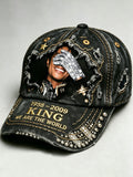 Retro Commemorative Baseball Cap: A Tribute to the "King of Music" (Faux Rhinestone Print)