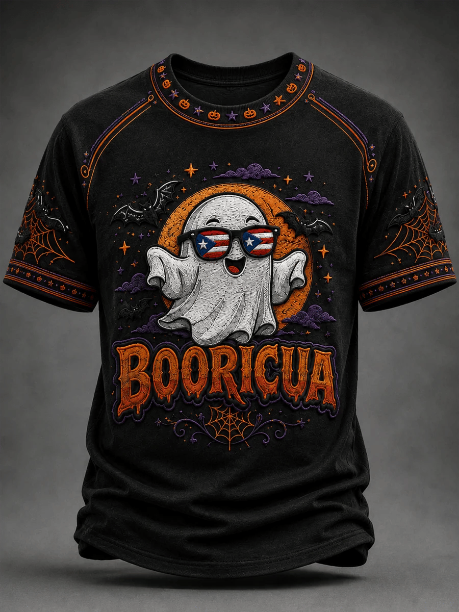 Men's Puerto Rico Halloween Printed Short-Sleeve T-Shirt