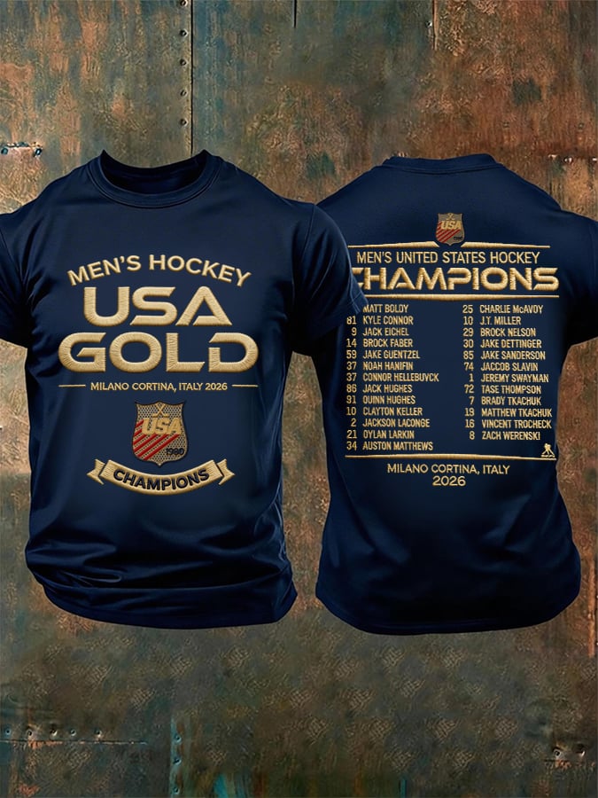 Men's United States Ice Hockey Print Casual T-Shirt