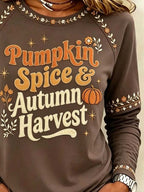 Women'S Casual Pumpkin Print Autumn Top