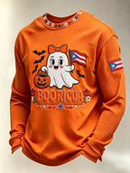 Men's Boricua Halloween Waffle-Knit Long-Sleeve Top
