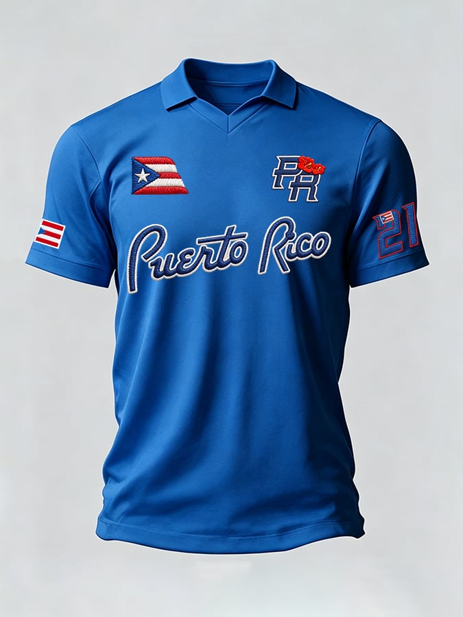 Men's Puerto Rican Baseball Printed Casual T-shirt