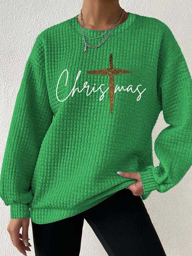 Women's Christmas Jesus Print Casual Sweatshirt