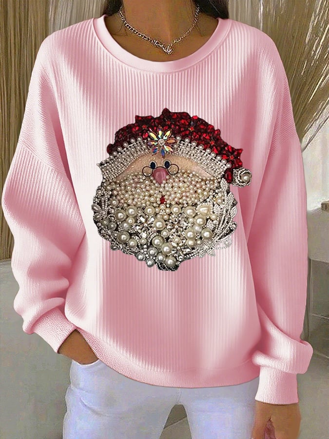 Women's Retro Christmas Print Round Neck Sweatshirt