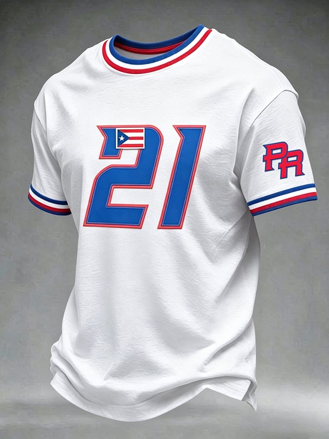 Men's Puerto Rico Baseball Print Short-Sleeve T-Shirt
