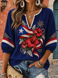 Women's Puerto Rican Printed Cotton Linen Top