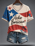 Women's Puerto Rico Pride Art Printed T-shirt